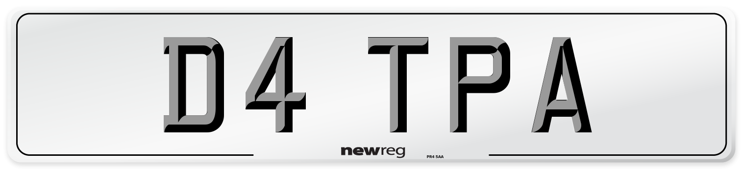 D4 TPA Number Plate from New Reg